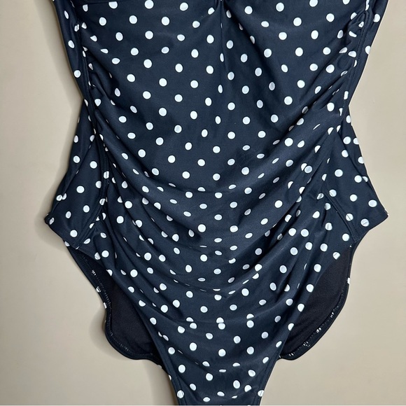 Slimming Black One Piece Swimsuit US sz 10 Barbiecore Pinup Bond-eye Ruching - Picture 3 of 10